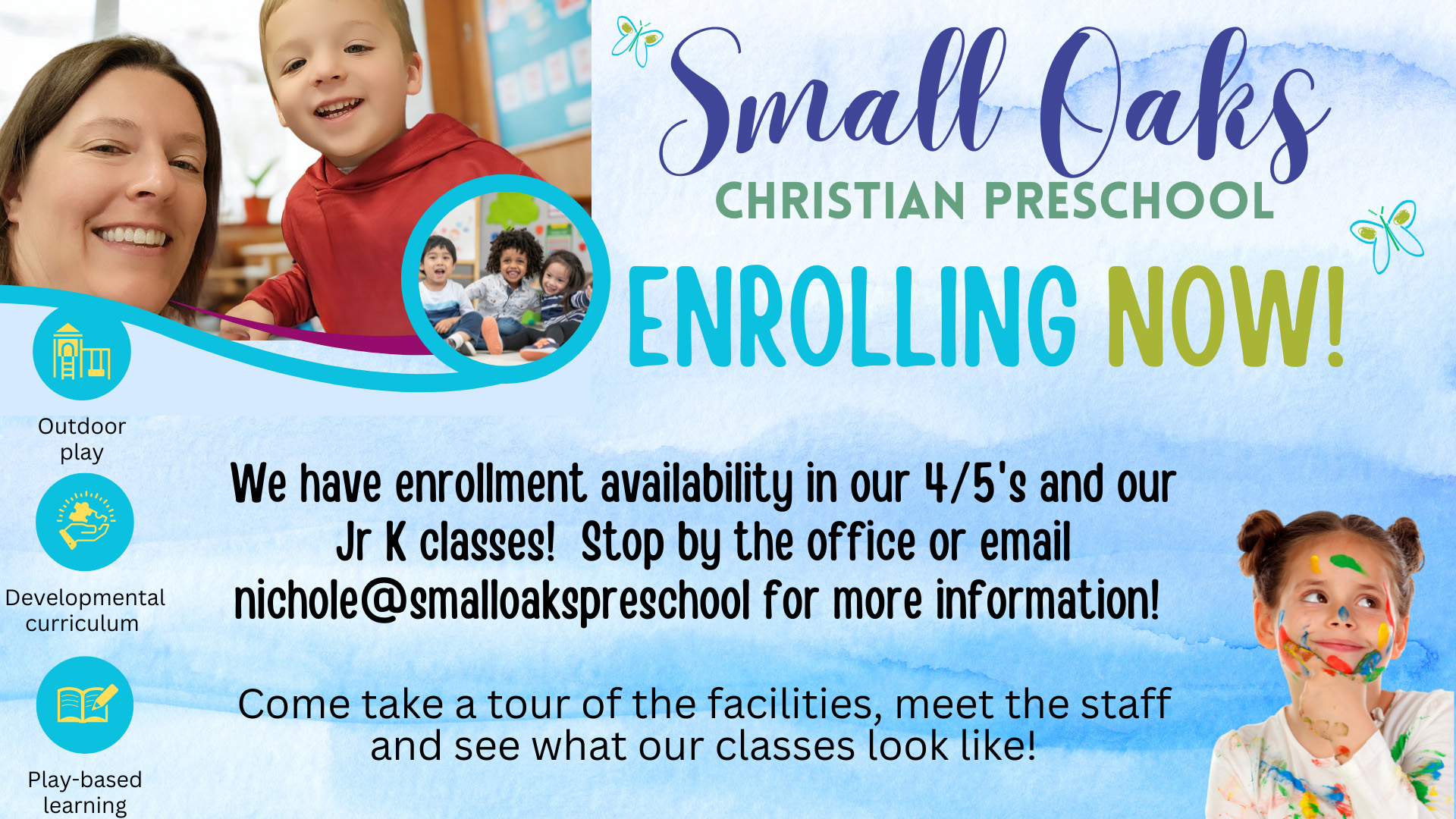 Christian based preschool enrolling for Summer classes.