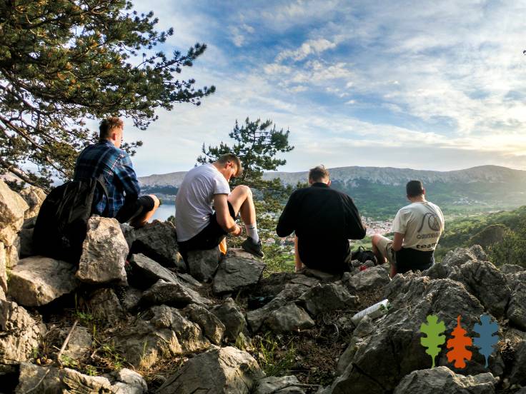 Men on Horsetooth Mountain in Fort Collins, Colorado.
